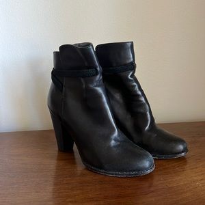 Black leather ankle boots by Joie